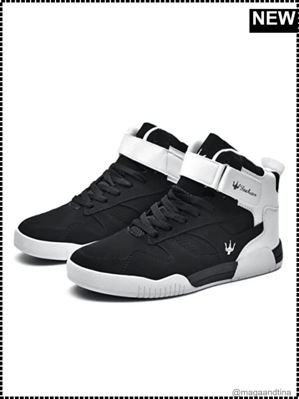 Men's High Top Leather Street Sneakers Lace-Up Casual Fashion Shoes